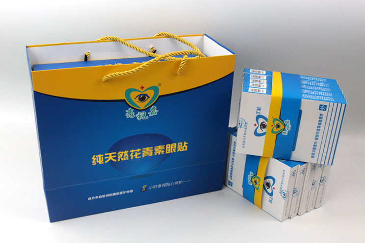 哪里可以做禮盒包裝？護(hù)眼神器亮視嘉護(hù)眼貼禮盒包裝+手提袋套裝出自長沙印刷廠